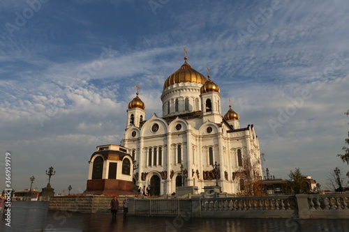 Cathedral of Christ the Saviour in Moscow city, Russia. Orthodox church. Moscow sight, religious architecture monument, Moscow architectural landmark. Cityscape
