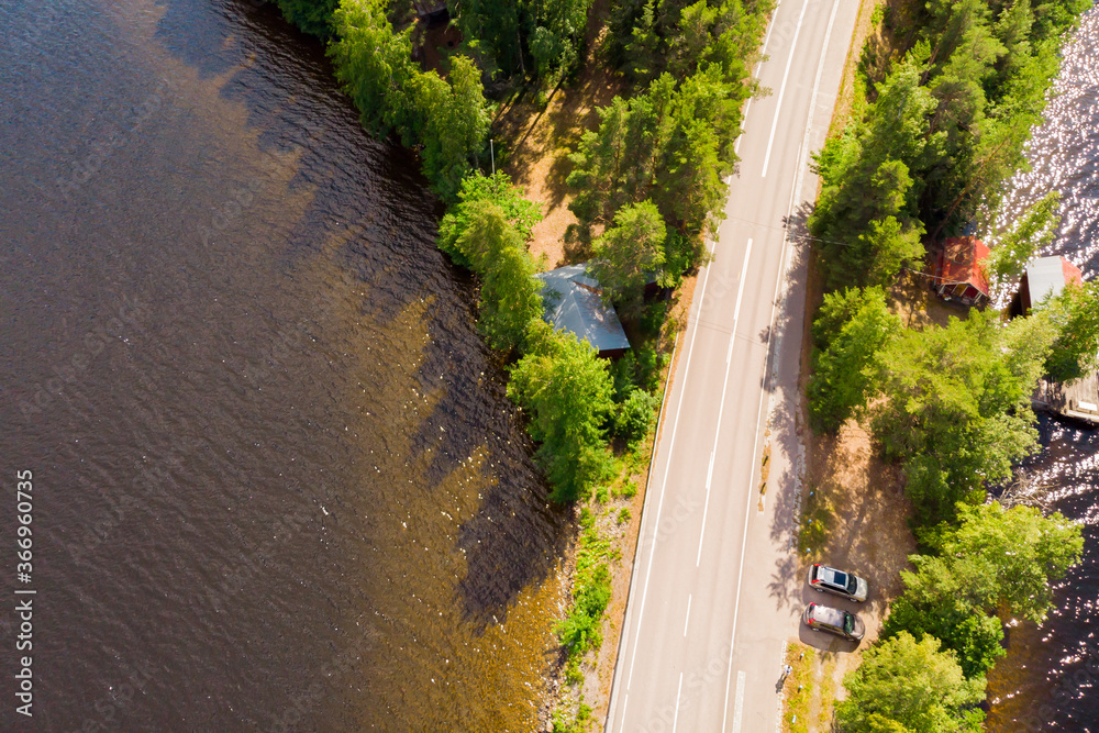 Fototapeta premium Aerial view of Pulkkilanharju Ridge on lake Paijanne, Paijanne National Park, Finland.