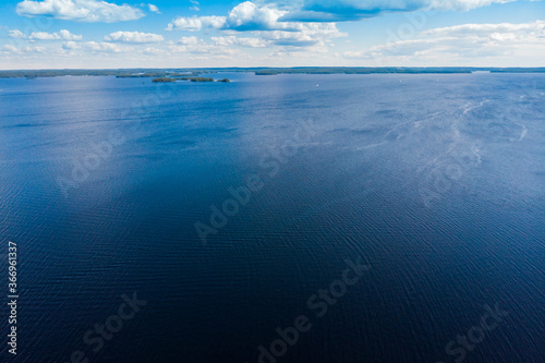 Aerial view of lake Paijanne, Paijanne National Park, Finland.