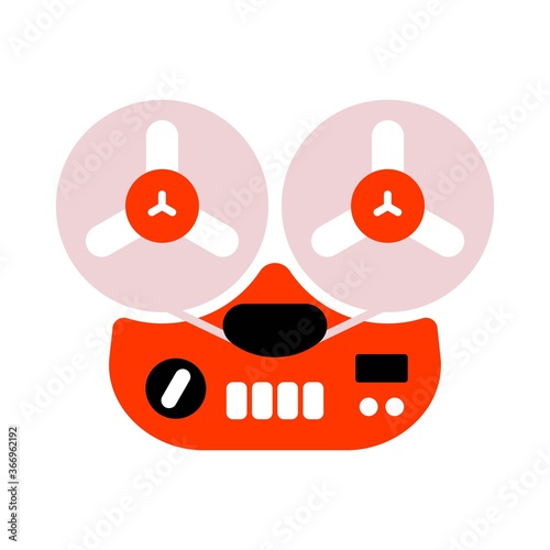 Old fashioned tape recorder vector illustration. Retro magnetophone icon.