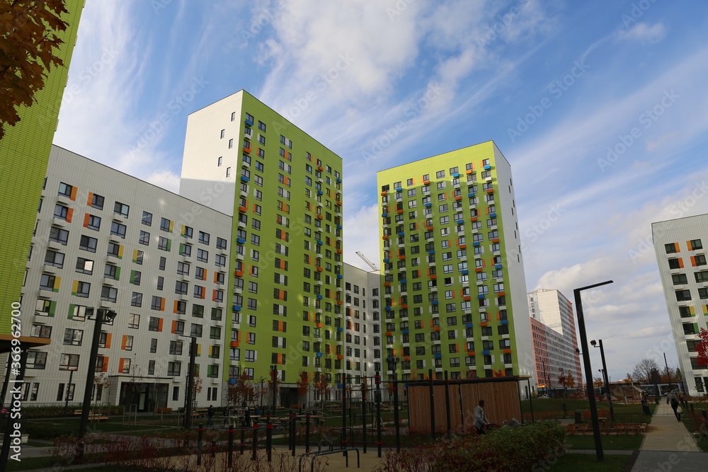 Dormitory area of Moscow city, Russia. Buildings in housing complex