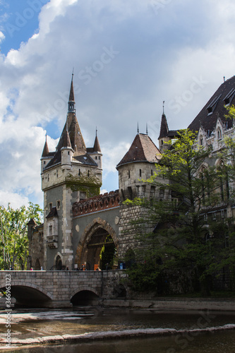 View of the gate house at Vaidahunyad Castle in Budapest. Hungary