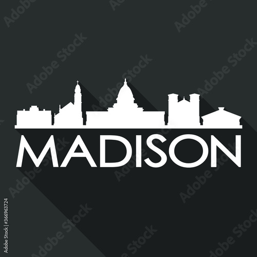 Madison Flat Icon Skyline Silhouette Design City Vector Art Famous Buildings.