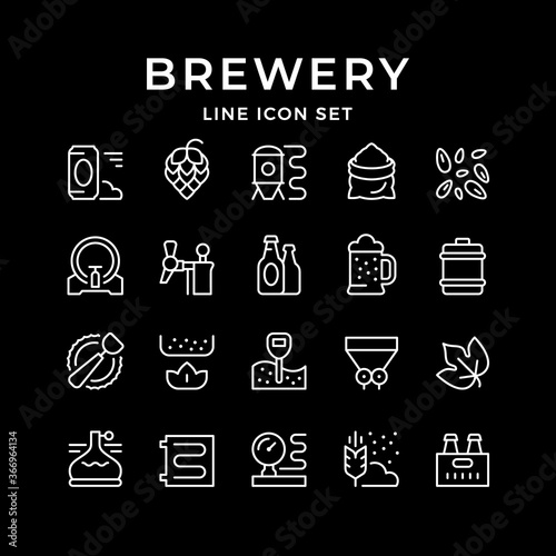 Set line icons of brewery