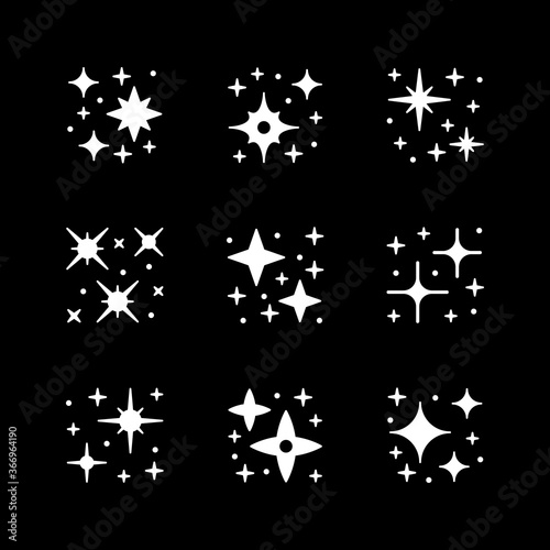 Set icons of sparkling and twinkling
