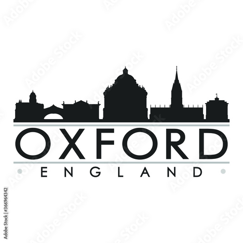 Oxford England Skyline Silhouette Design City Vector Art Famous Buildings.