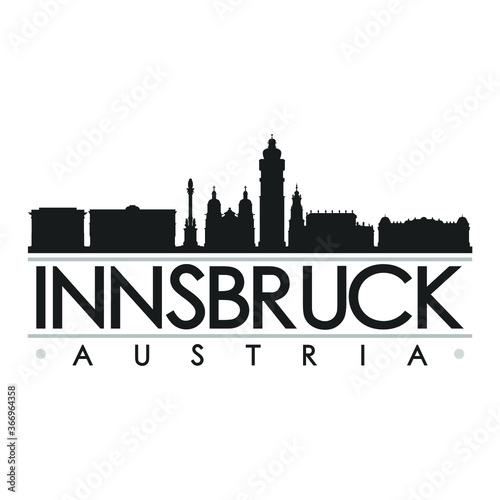Innsbruck Austria Skyline Silhouette Design City Vector Art Famous Buildings.