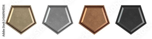 Empty pentagonal shield, different colors. (Rough)