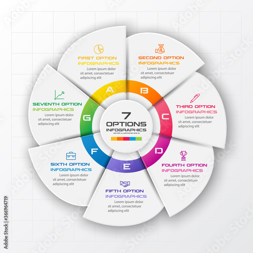 Business infographics template 7 steps ,Vector illustration.