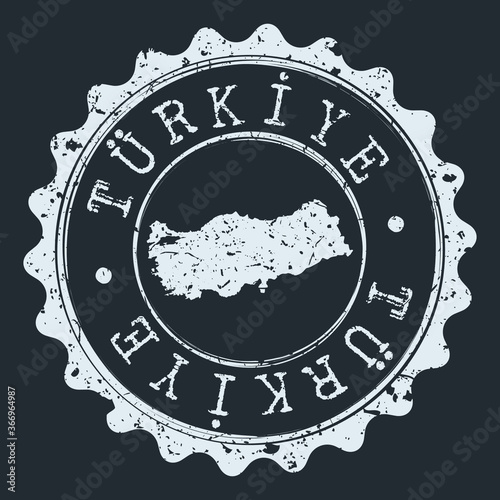 Turkey Map Seal. Silhouette Postal Passport Stamp. Round Vector Icon Postmark.