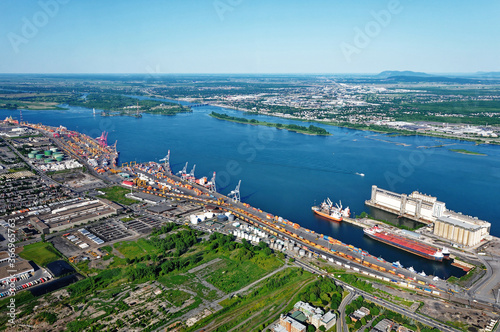Aerial view of the eastern section of the Port of Montreal