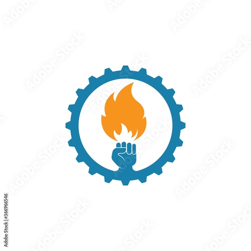 strong hand with hot fire vector illustration
