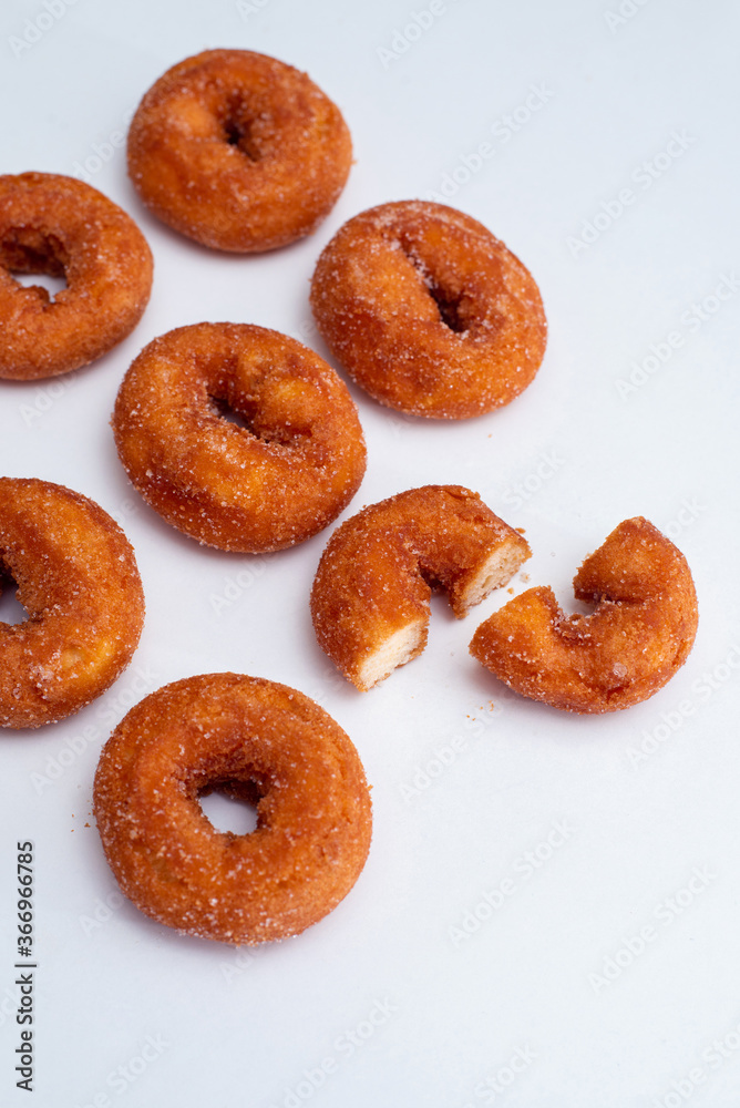 Beautiful photography of Rosquillas, top view , white background