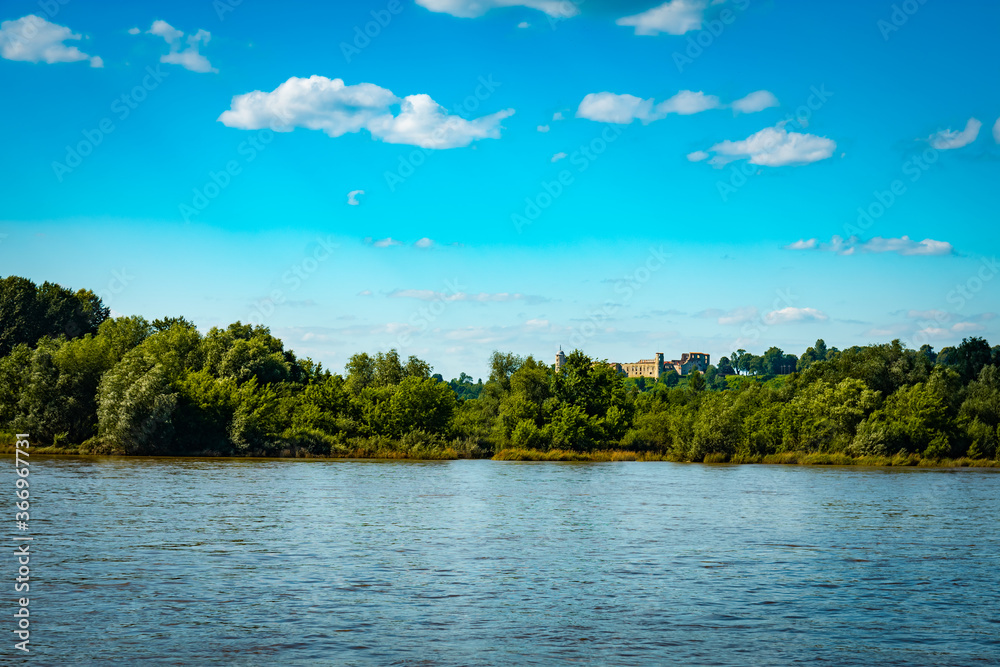 Janovec Castle seen from the Vistula River. Poland.