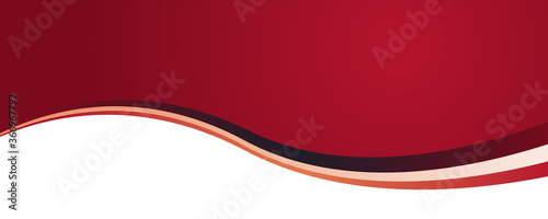 Abstract red white curve wide banner background