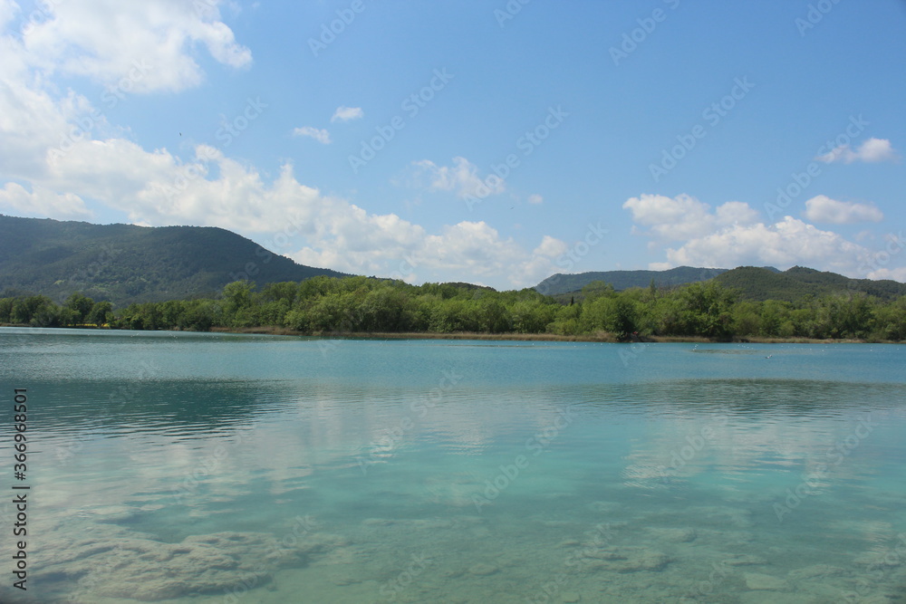 lake and mountains in Banyoles (Catalonia, Spain)