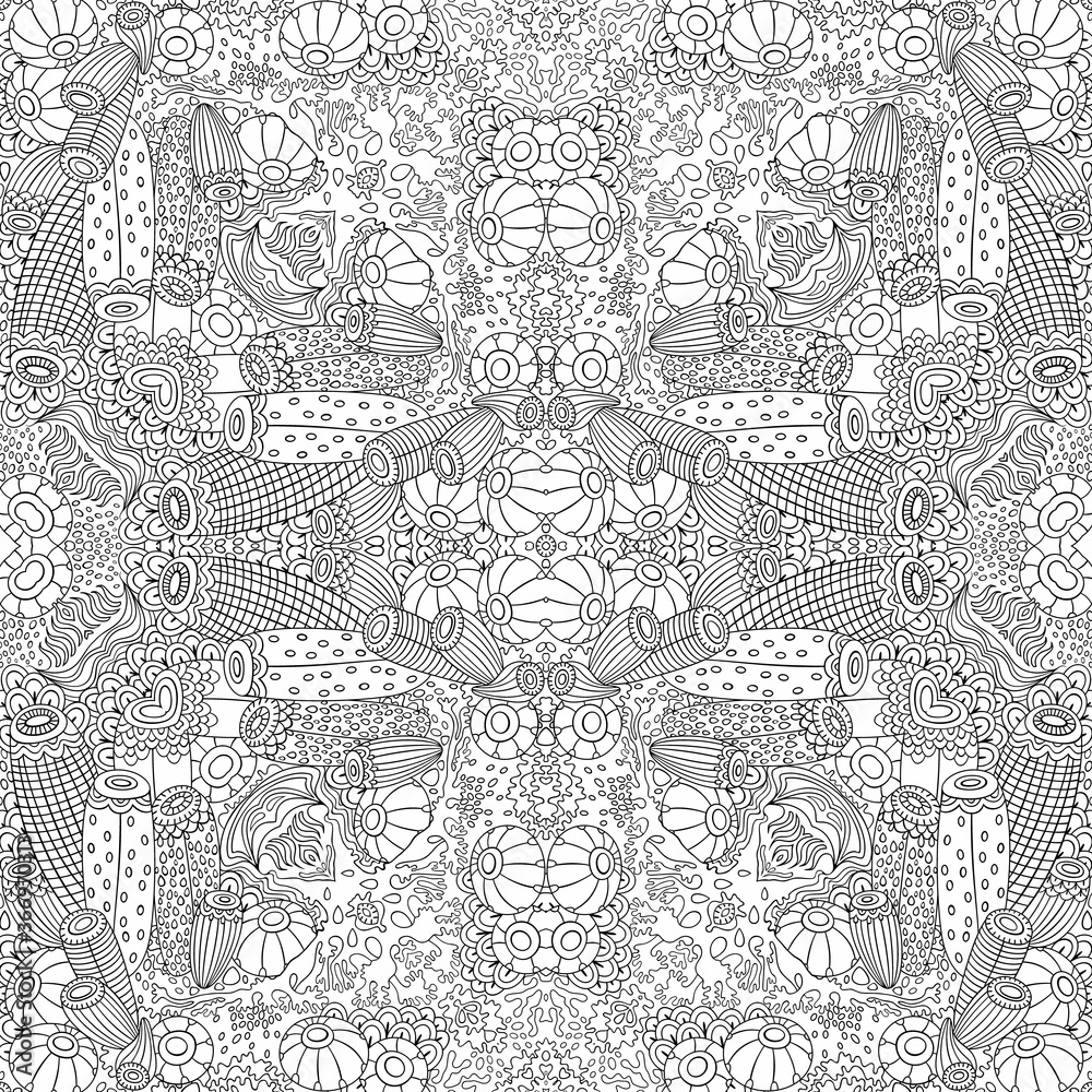 Fototapeta premium Vector fantasy hand drawn seamless pattern