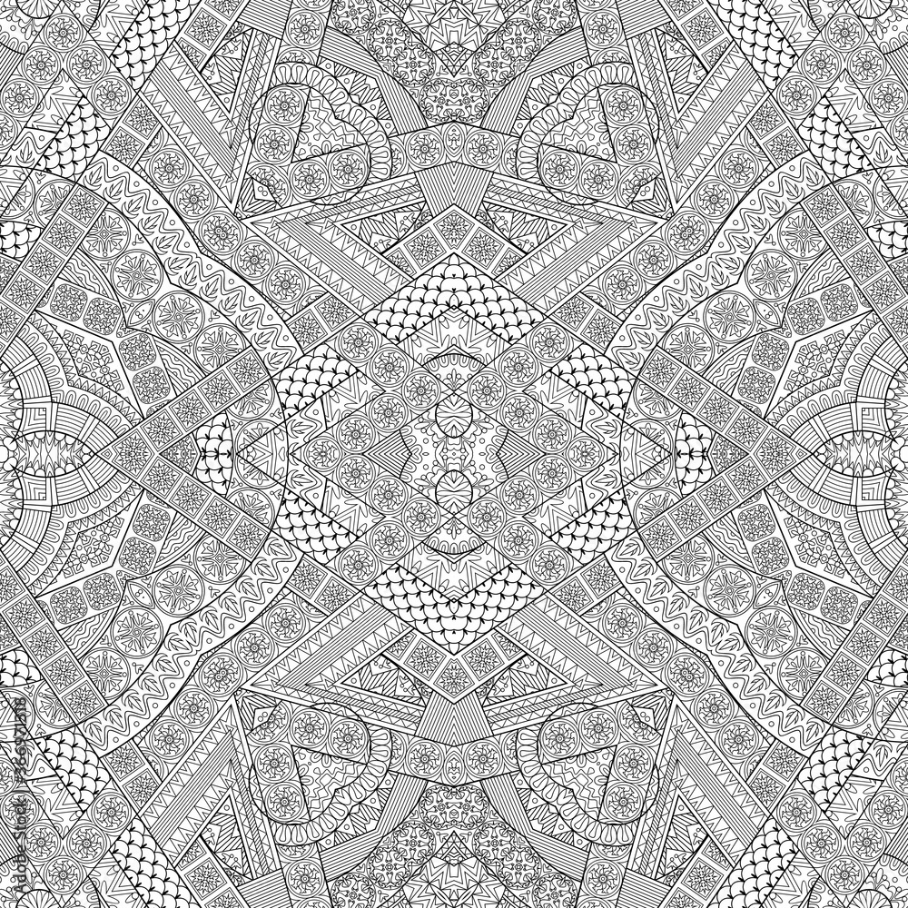 Vector ethnic hand drawn line art seamless pattern Vector ethnic hand drawn line art seamless pattern