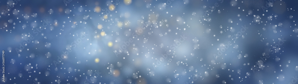Christmas winter background - blue banner with snowflakes

