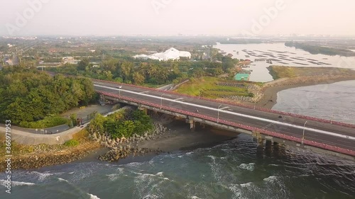 Aerial shot of Sicao Bridge Tainan Taiwan photo