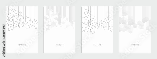 Abstract geometric technological banner. Corporate identity flyer. Vector set background. 