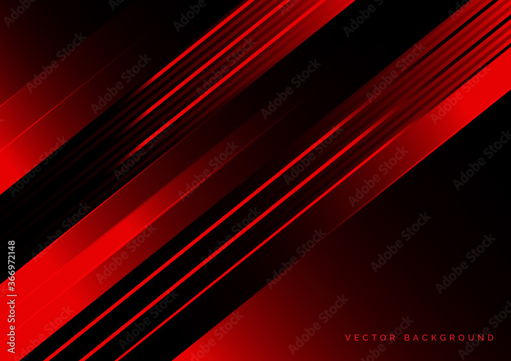 Fototapeta premium Abstract red and black technology with overlapping diagonal lines.