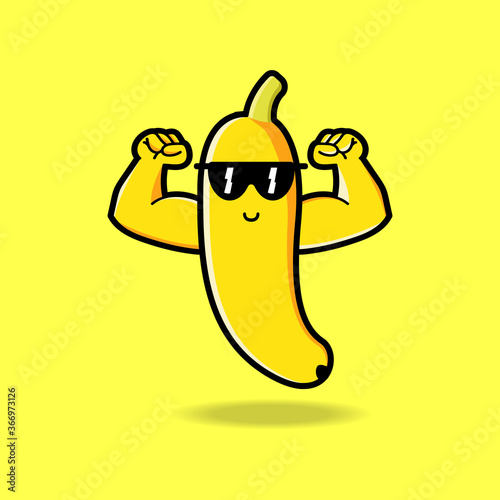 cute banana cartoon mascot character