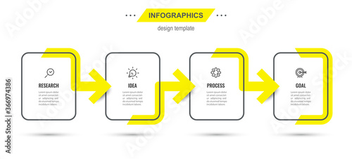 Vector Infographic design template with icons and 4 options or steps. Can be used for process diagram, presentations, workflow layout, banner, flow chart, info graph.