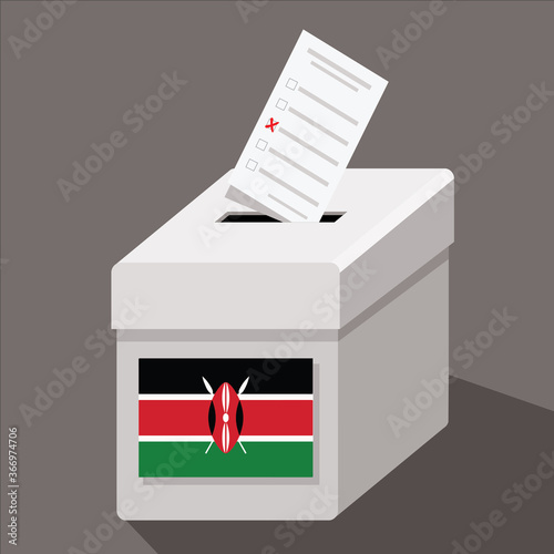 ballot box with a flag of kenya, vector illustration 