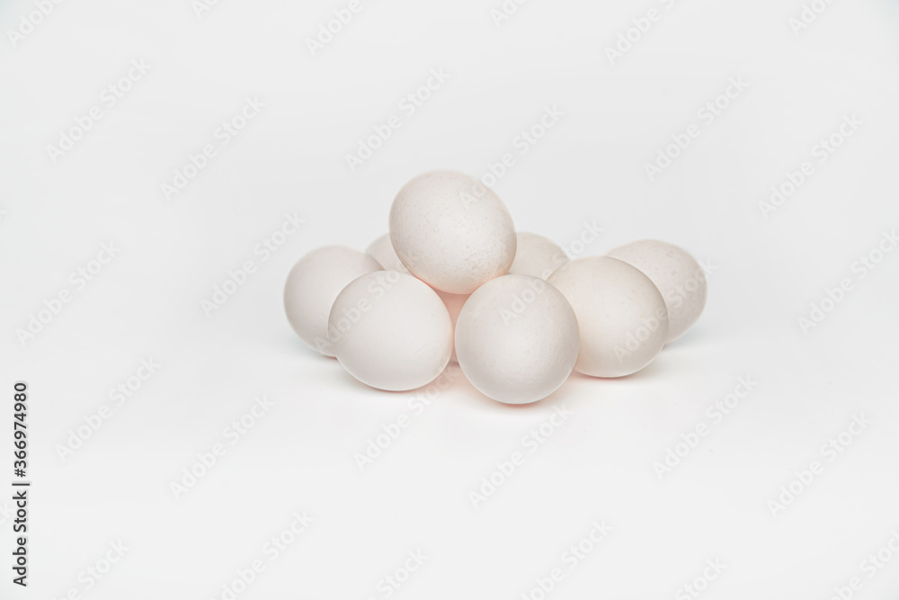 Chicken eggs on a white background Chicken eggs on a white background