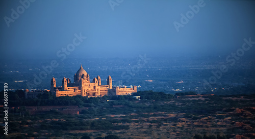 A long distance view of Facade of Magnificent Umaid Bhawan Place photo