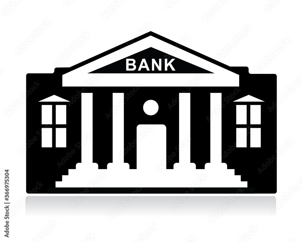 bank icon, black and white, vector illustration bank icon, black and white, vector illustration