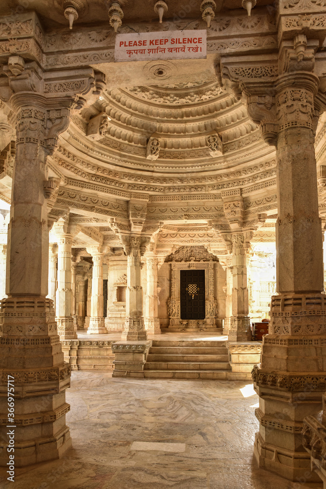 Interior view of famous Jain temple (Adinatha temple) in Ranakpur, Rajasthan, India. Interior view of famous Jain temple (Adinatha temple) in Ranakpur, Rajasthan, India.