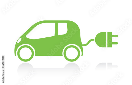 green electric car icon, vector illustration 