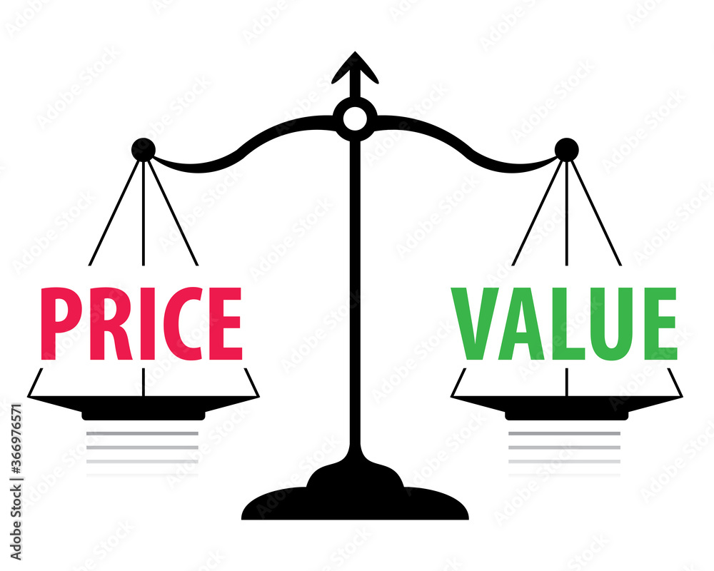 price and value on scales, vector illustration price and value on scales, vector illustration