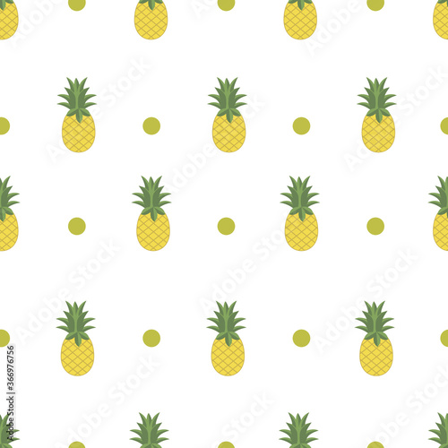 Pineapple seamless pattern vector on isolated white background.