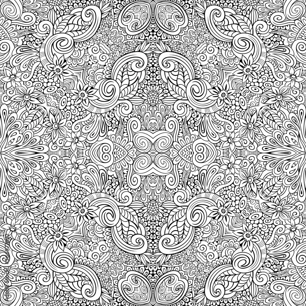 Vector ethnic hand drawn line art seamless pattern Vector ethnic hand drawn line art seamless pattern