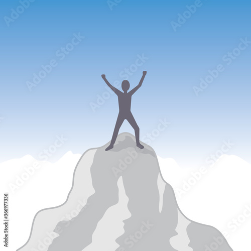 person standing on top of the mountain  vector illustration 