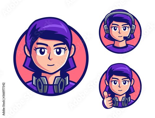 pro Gamers teenage girl logo design