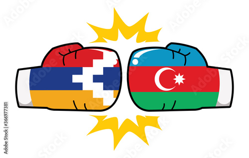 armenia vs azerbaijan, boxer gloves, vector illustration 