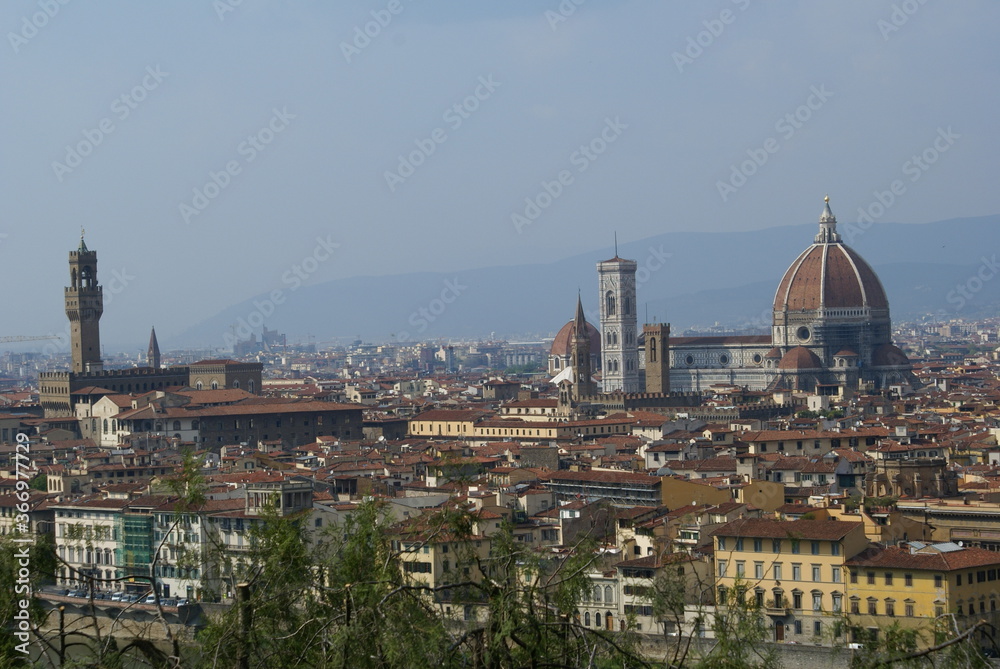 Florence, Italy: aerial view of the historic centre and the cathedral