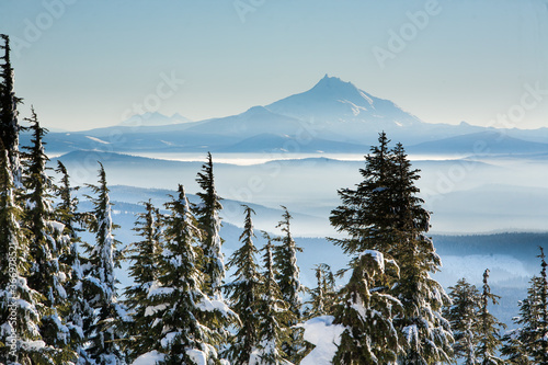 Mt Jefferson as viewed from Mt Hood, Oregon, Mt Hood National Forest. photo