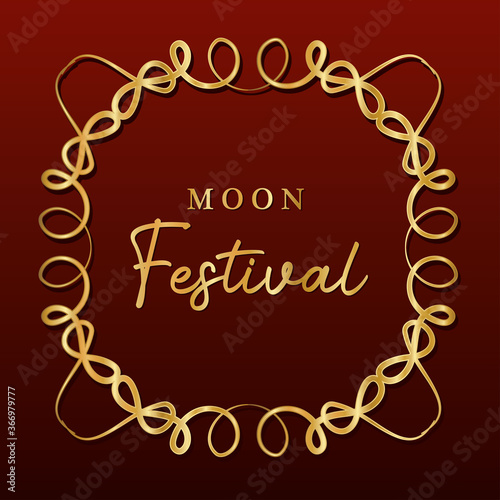 moon festival inside ornament gold frame on dark red background design, Oriental chinese and celebration theme Vector illustration