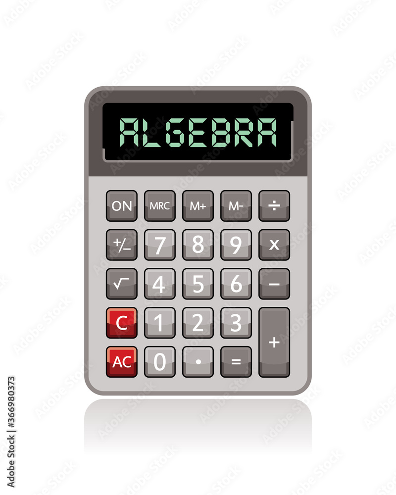 algebra inscription on calculator isolated on white, vector illustration algebra inscription on calculator isolated on white, vector illustration