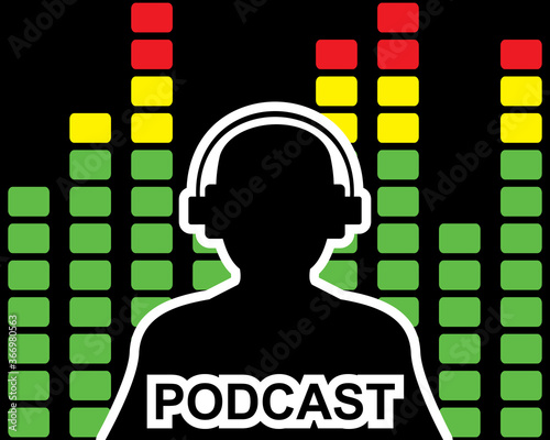 podcast concept, person with headphones, vector illustration 