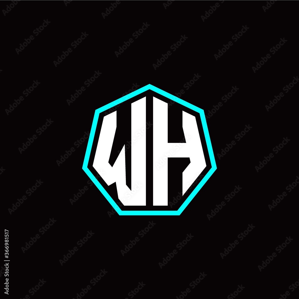 W H initials modern polygon logo template W H initials modern polygon logo template
