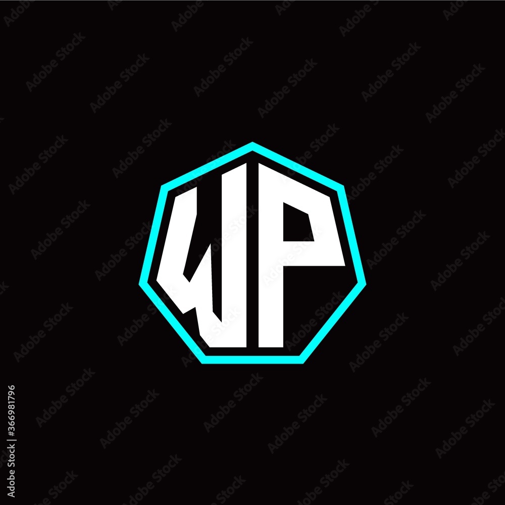 W P initials modern polygon logo template
