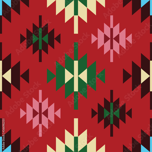 folk floral pattern fabric, seamless pattern, vector illustration 