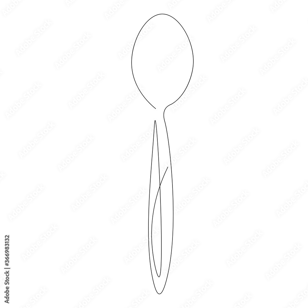 Spoon line drawing. Vector illustration Spoon line drawing. Vector illustration