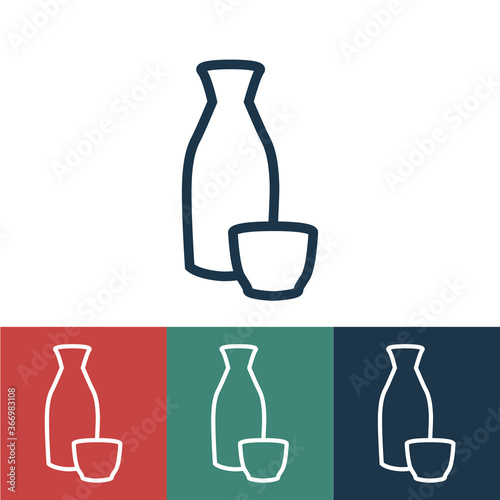 Linear vector icon with sake